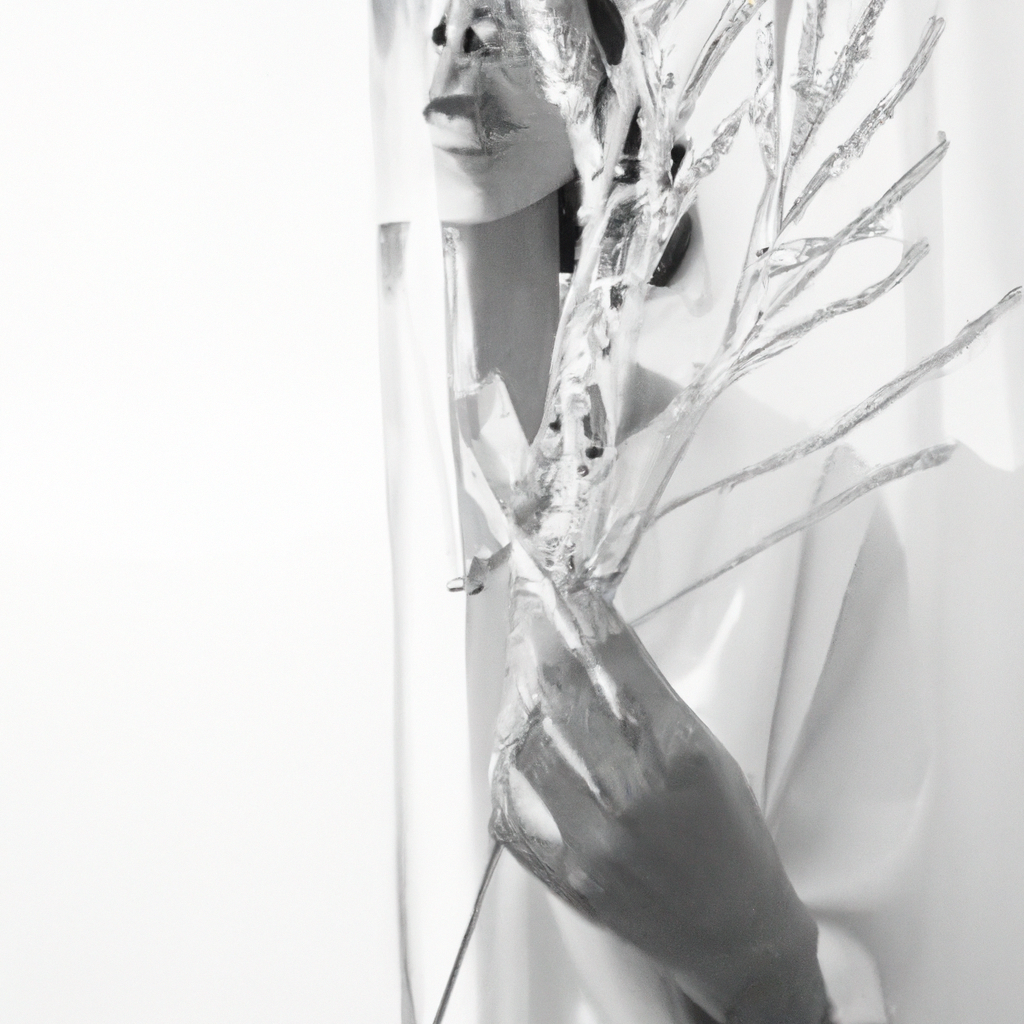 Fotografía editorial de moda con estilismo monocromático, luz dura controlada, sombras definidas y fondo blanco